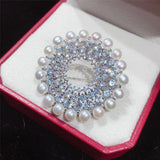 Natural Freshwater Pearl Round Brooch - Fine Jewelry