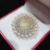 Natural Freshwater Pearl Round Brooch - Fine Jewelry