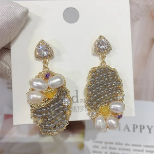 Freshwater Pearl Earrings 14K Plated Banquet Jewelry Women