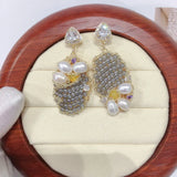 Freshwater Pearl Earrings 14K Plated Banquet Jewelry Women