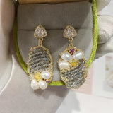 Freshwater Pearl Earrings 14K Plated Banquet Jewelry Women