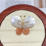 Shell Gem Butterfly Brooch Natural Pearl Jewelry Women