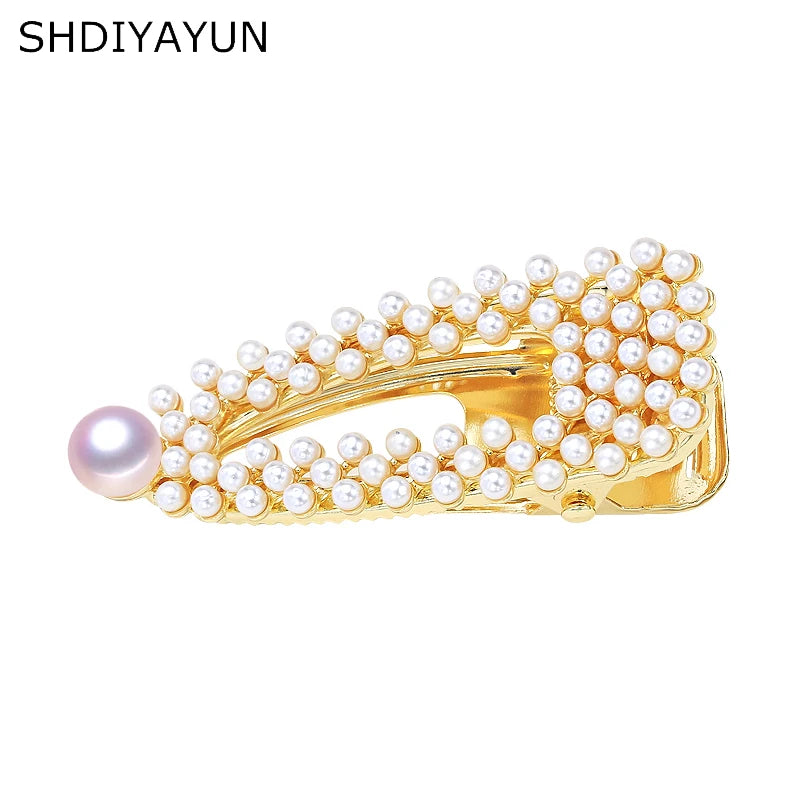 Pearl Beads Hair Clip Freshwater Pearl Barrette Hair Pin Accessories Women