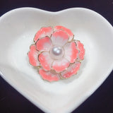 Enamel Flower Brooch Pins with Pearl, Mother Gift