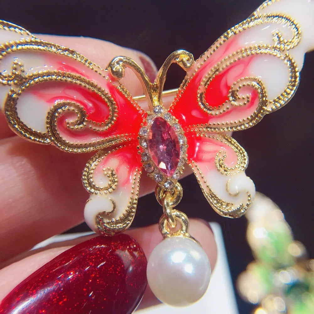 Vintage Enamel Butterfly Brooch Pins for Women