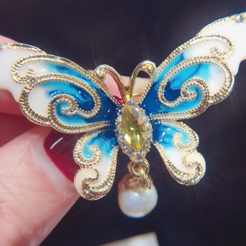 Vintage Enamel Butterfly Brooch Pins for Women