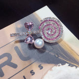 Freshwater Pearl Lollipop Brooch Rinestone Pin for Women
