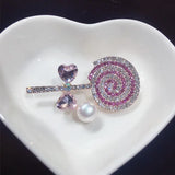 Freshwater Pearl Lollipop Brooch Rinestone Pin for Women