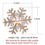 Snowflake Pearl Brooch Enamel Pin Natural Freshwater Pearl Jewelry