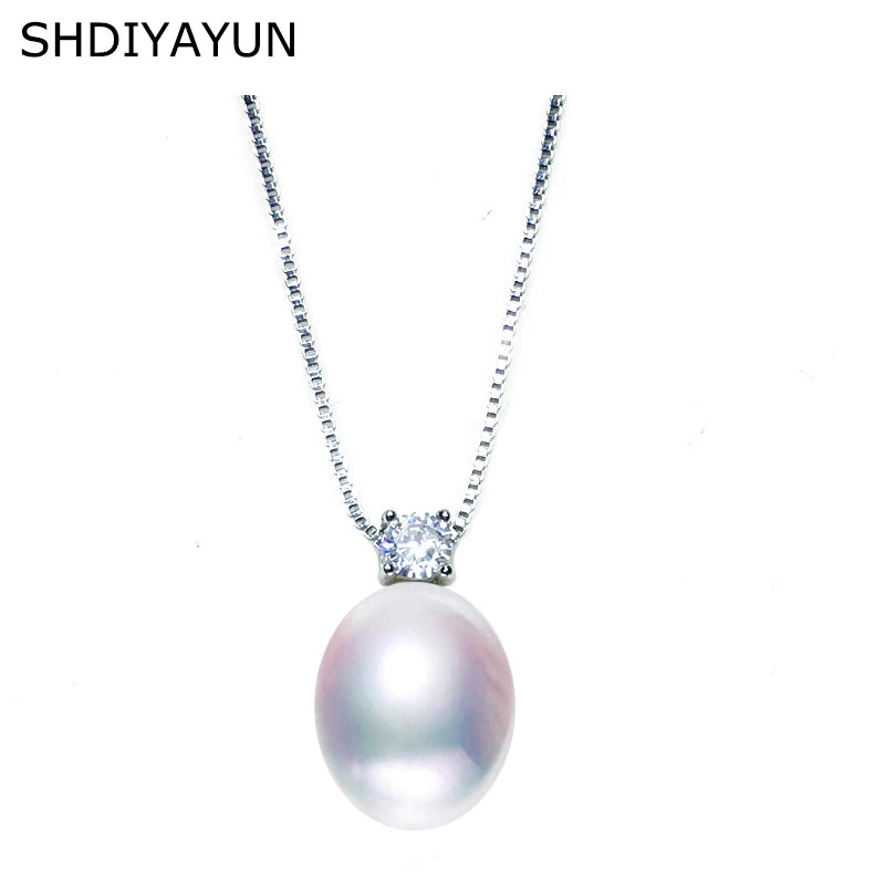Freshwater Pearl Necklace with Zircon Pendants