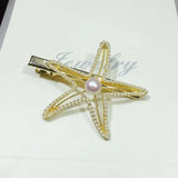 Freshwater Pearl Hair Clip Triangle Barrette Starfish Hair Pin