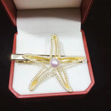 Freshwater Pearl Hair Clip Triangle Barrette Starfish Hair Pin