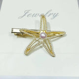 Freshwater Pearl Hair Clip Triangle Barrette Starfish Hair Pin
