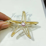 Freshwater Pearl Hair Clip Triangle Barrette Starfish Hair Pin