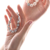 Freshwater Pearl Crystal Charm Baroque Bracelet Grey Pearl Jewelry