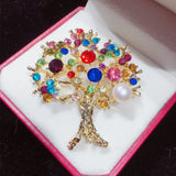 Colorful Rhinestone Tree Brooch Natural Freshwater Pearl Jewelry