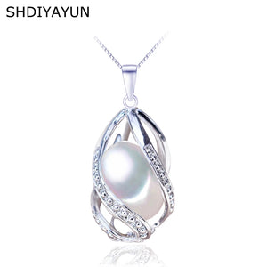 Pearl Necklace 925 Sterling Silver For Women Freshwater Pearl Cage Pendants