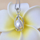 Pearl Necklace 925 Sterling Silver For Women Freshwater Pearl Cage Pendants