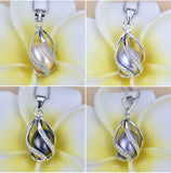 Pearl Necklace 925 Sterling Silver For Women Freshwater Pearl Cage Pendants