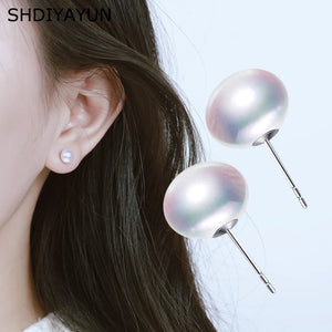 Real Pearl Earrings 925 Sterling Silver Jewelry For Women Stud Earring
