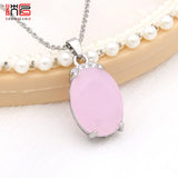 Oval Pink Opal Pendant Necklace for Wedding Party