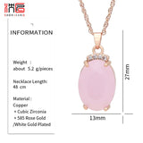 Oval Pink Opal Pendant Necklace for Wedding Party