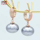 Big Bread Pearl Dangle Earrings Wedding Vintage 585 Rose Eardrop
