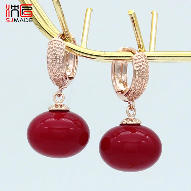 Big Bread Pearl Dangle Earrings Wedding Vintage 585 Rose Eardrop