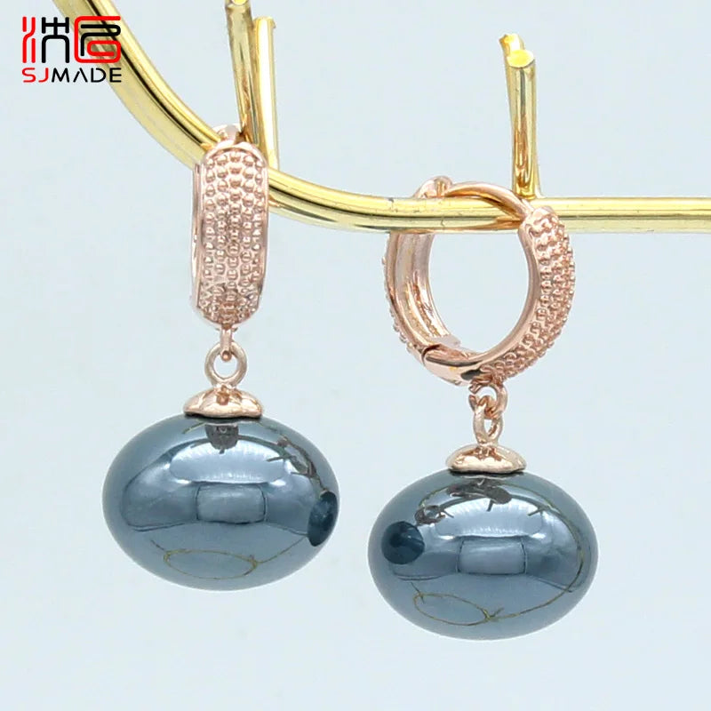 Big Bread Pearl Dangle Earrings Wedding Vintage 585 Rose Eardrop