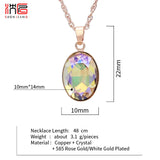 Oval Crystal Pendant 585 Rose Necklace For Women Wedding Jewelry