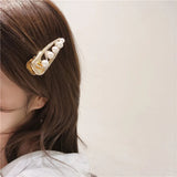 Rhinestone Pearls Water Drop Hairpin Flowers Bang Clip Barrette