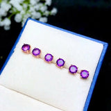 Shilovem 925 Silver Amethyst Stud Earrings for Women Party 5*5mm