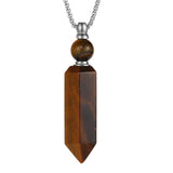 Brown Gemstone Crystal Necklace Hexagon Glass Perfume Bottle Pendant