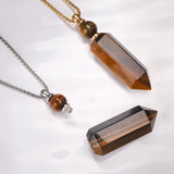 Brown Gemstone Crystal Necklace Hexagon Glass Perfume Bottle Pendant