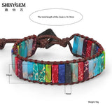 Leather Wrap Sea Sediment Stone Bracelet Natural Tube Beads
