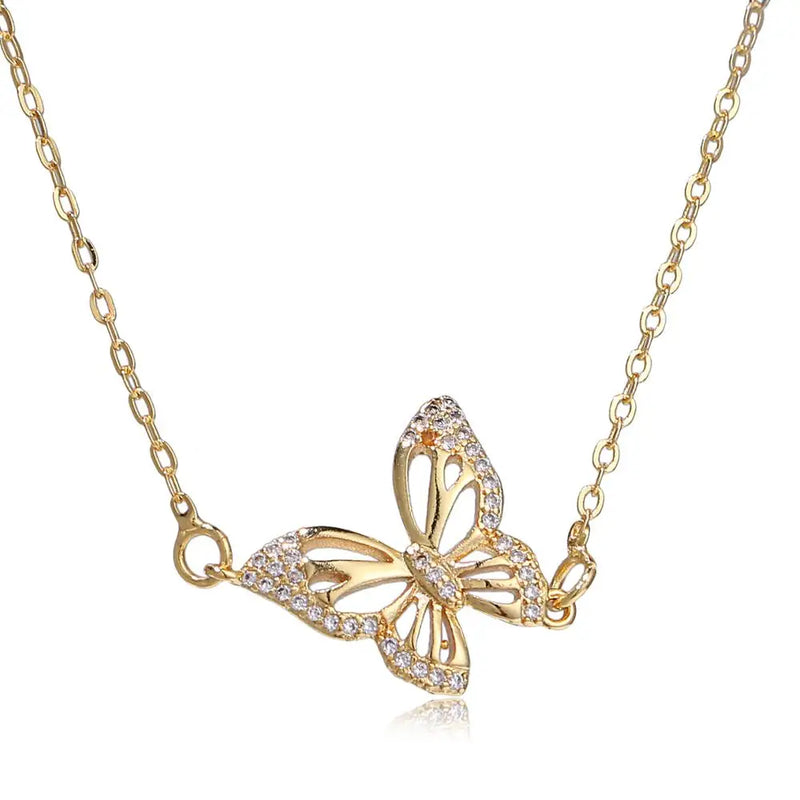 SHINYGEM Natural Butterfly Pendant Necklace