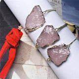 Hammered Natural Rose Quartz Crystal Bracelet for Women
