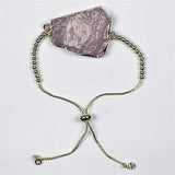 Hammered Natural Rose Quartz Crystal Bracelet for Women