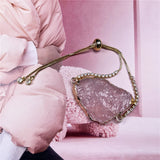 Hammered Natural Rose Quartz Crystal Bracelet for Women