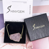 Hammered Natural Rose Quartz Crystal Bracelet for Women