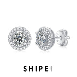 0.5-1CT D Moissanite Diamond Stud Earrings 925 Sterling Silver Anniversary Gift