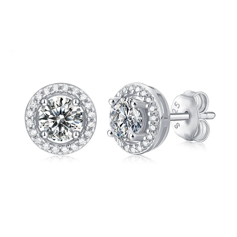 0.5-1CT D Moissanite Diamond Stud Earrings 925 Sterling Silver Anniversary Gift
