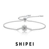 925 Silver VVS1 Moissanite Flower D Diamond Bracelet