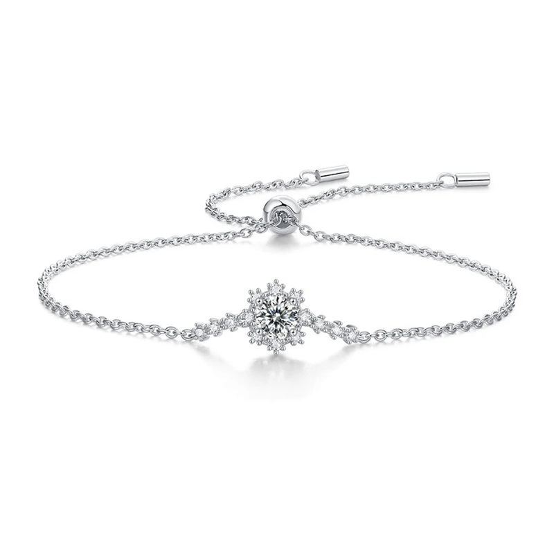 925 Silver VVS1 Moissanite Flower D Diamond Bracelet