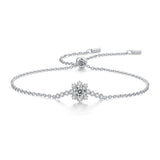 925 Silver VVS1 Moissanite Flower D Diamond Bracelet