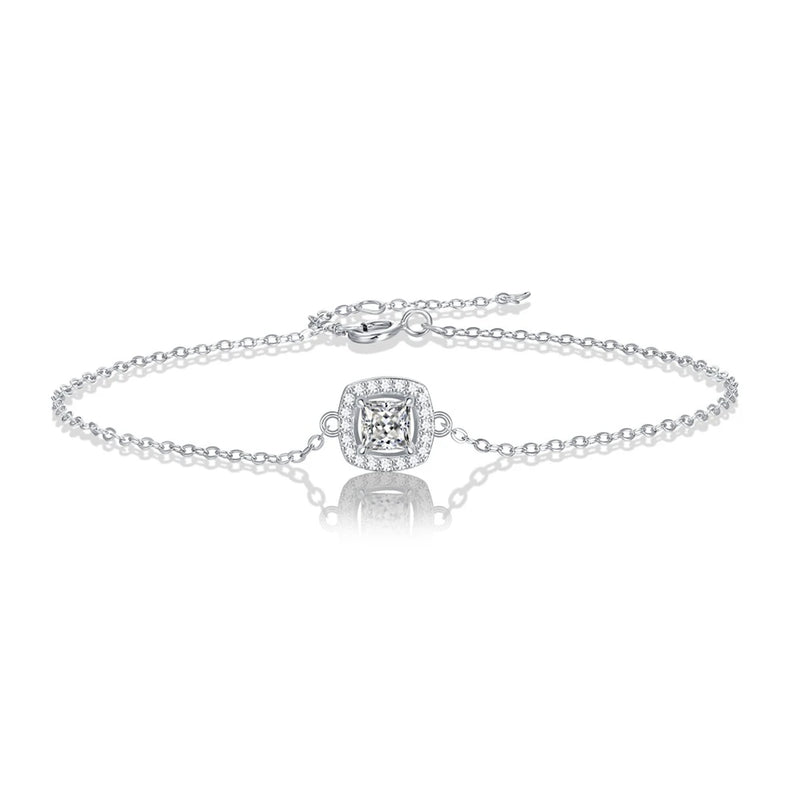 925 Silver VVS1 Princess Cut D Moissanite Bracelet