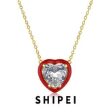 Heart Cut Sapphire Citrine Pendant Necklace