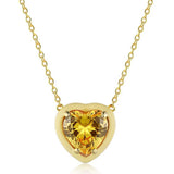 Heart Cut Sapphire Citrine Pendant Necklace