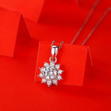 D Moissanite Diamond 925 Silver Flower Pendant Necklace Gift