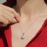 D Moissanite Diamond 925 Silver Flower Pendant Necklace Gift